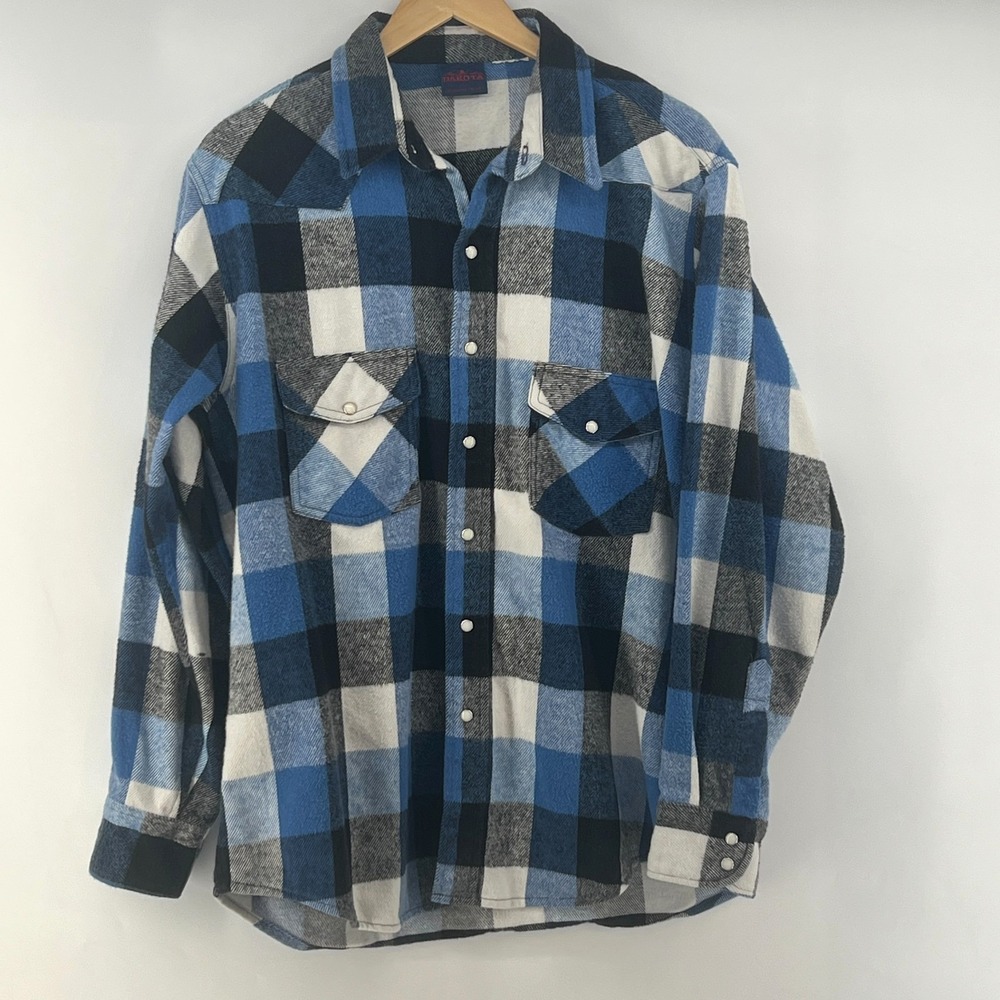 Vintage Dakota by Five Brother Flannel Shirt Men L Heavyweight Plaid 90s Grunge